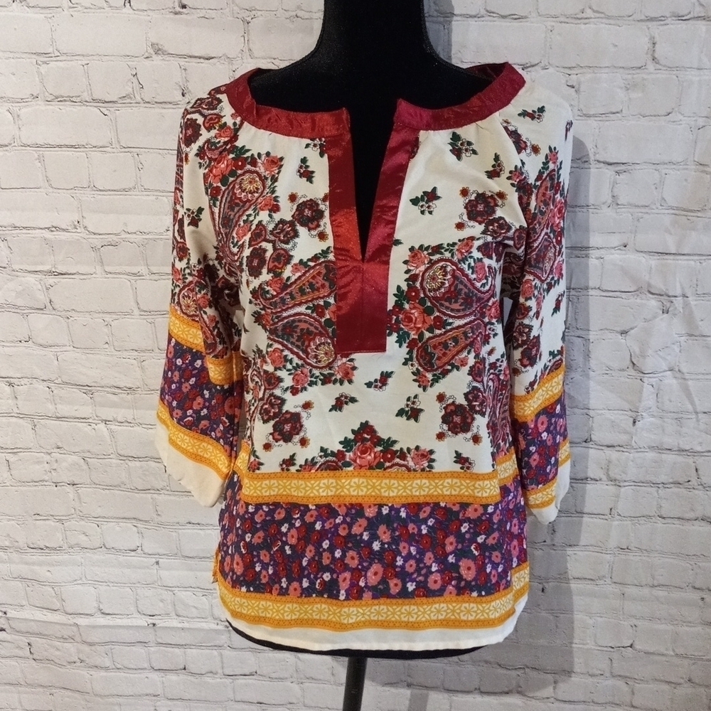 RETRO medium gorgeous silky RARE bohemian top